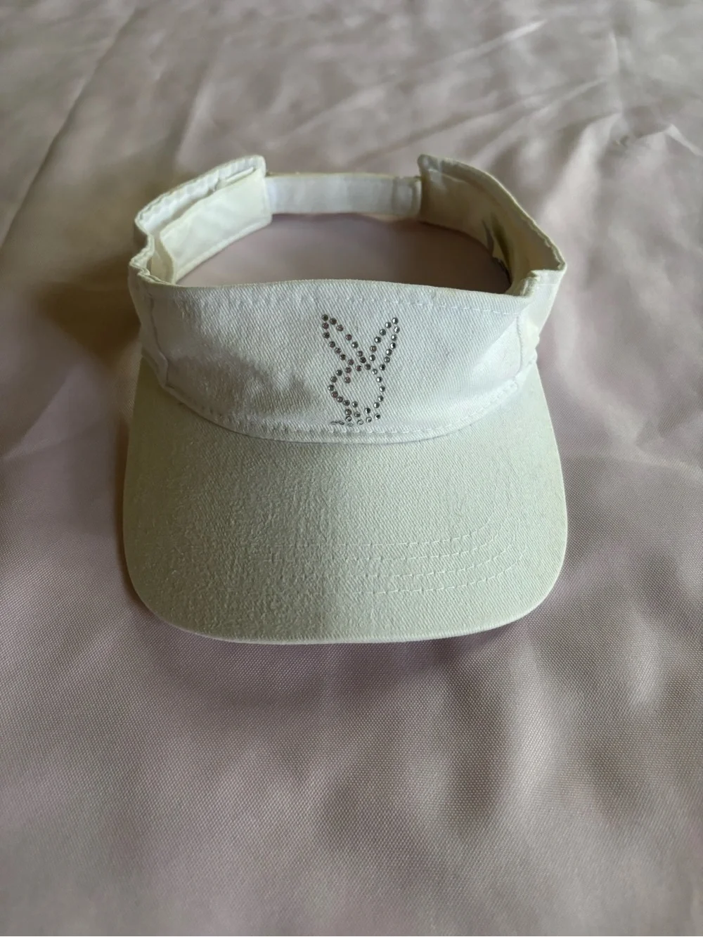 PLAYBOY White Rhinestone Bunny Visor Cap